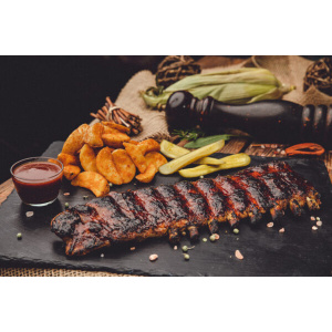 Coaste ușor afumate, la cald (bbq smoker) bbq/usturoi